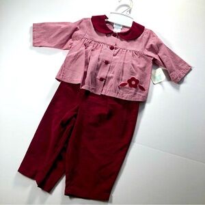 NEW Betti Terrell Baby Girl Burgundy 2 Piece Outfit